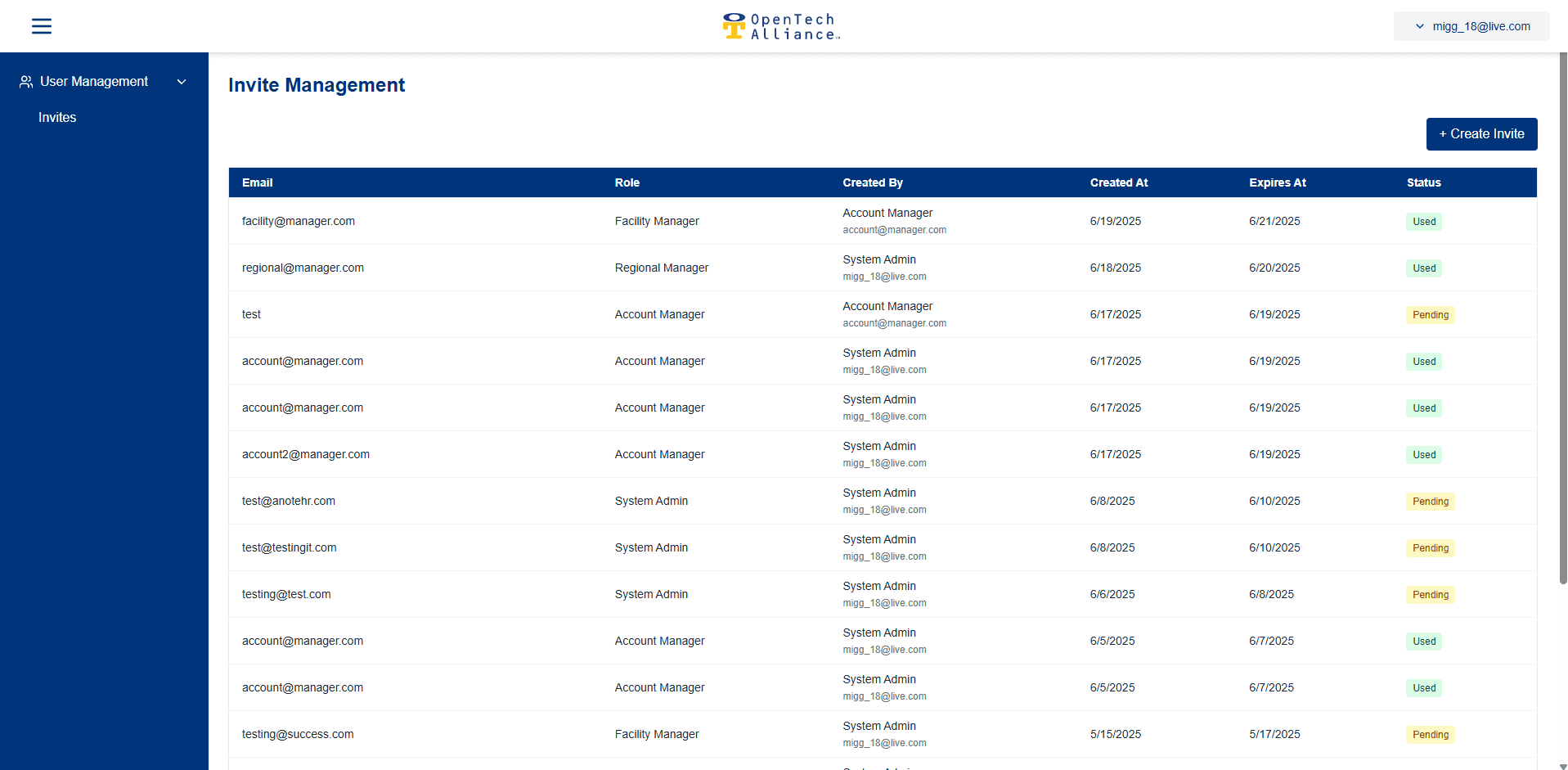 User Invite Management